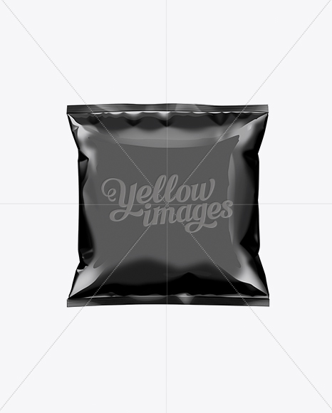 Black Plastic Snack Package Small In Flow Pack Mockups On Yellow Images Object Mockups