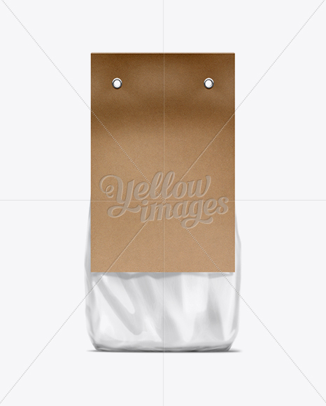 Clear Plastic Bag With Kraft Black Carton Label Mockup In Bag Sack Mockups On Yellow Images Object Mockups