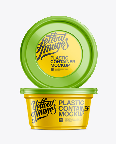 Download 200g Plastic Food Container Mockup In Pot Tub Mockups On Yellow Images Object Mockups PSD Mockup Templates