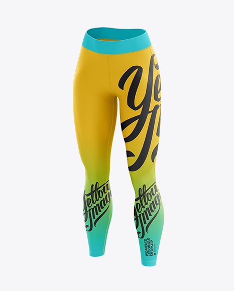 Download Women S Leggings Mockup Front 3 4 View In Apparel Mockups On Yellow Images Object Mockups