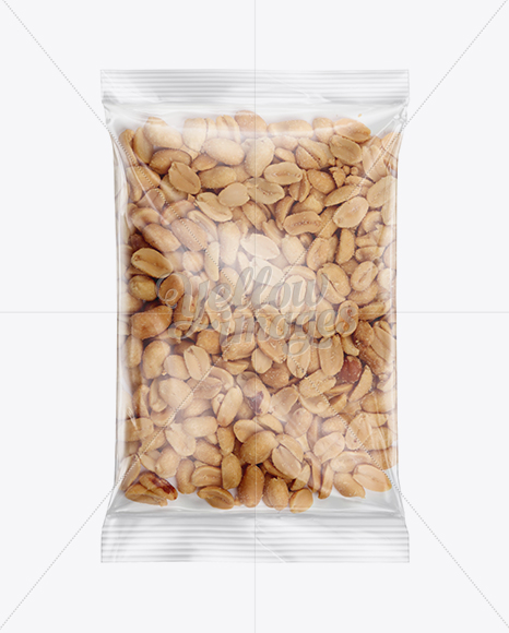 Download Clear Plastic Pack w/ Peanuts Mockup in Flow-Pack Mockups on Yellow Images Object Mockups