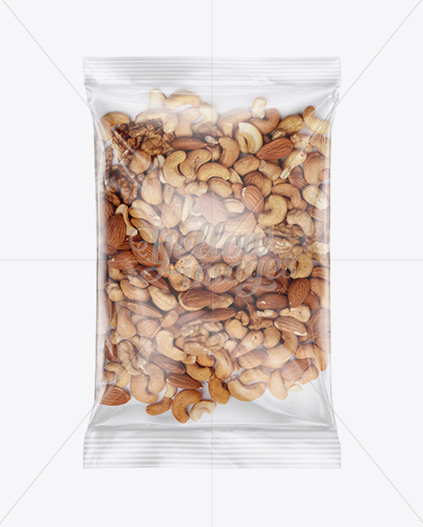 Download Clear Plastic Pack W Nut Mix Mockup In Flow Pack Mockups On Yellow Images Object Mockups