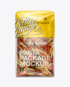 Tri-Color Penne Package Mockup on Yellow Images Object Mockups