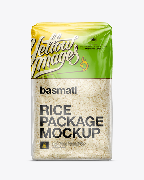 Basmati Rice Package Mockup In Bag Sack Mockups On Yellow Images Object Mockups