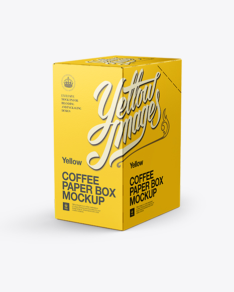 Download Coffee Paper Box Mockup Back 3 4 View In Box Mockups On Yellow Images Object Mockups Yellowimages Mockups