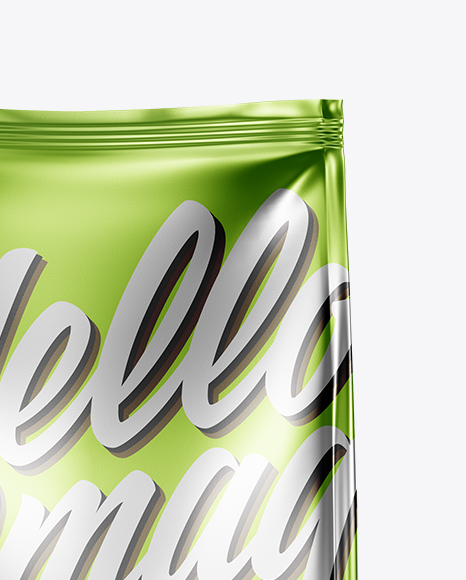 Matte Metallic Food Bag Mockup   Front View PSD #2