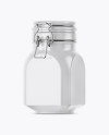 900ml Glossy Ceramic Jam Jar w/ Clamp Lid Mockup - Half Side View on