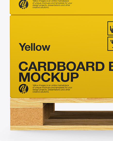 Wooden Pallet With 8 Carton Boxes Mockup   Side View PSD #2