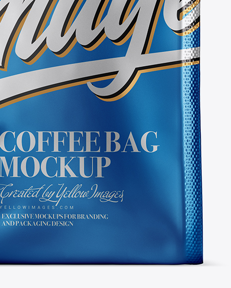 Matte Metallic Coffee Bag Mockup   Front View PSD #1