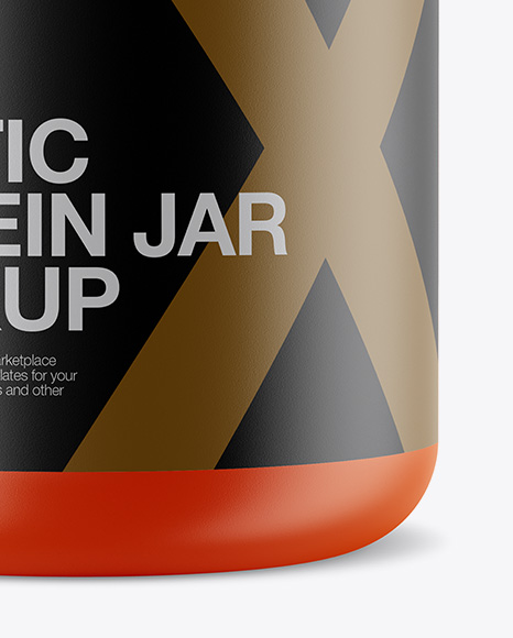 Matte Protein Jar Mockup PSD #1