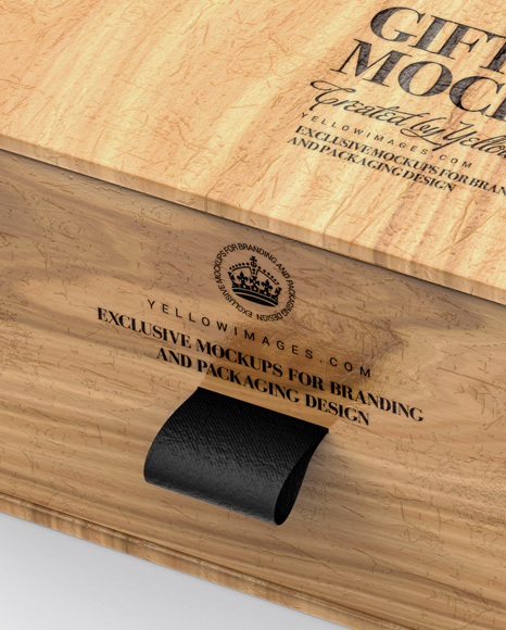 Download Wooden Gift Box Mockup - Half Side View (High-Angle Shot ...