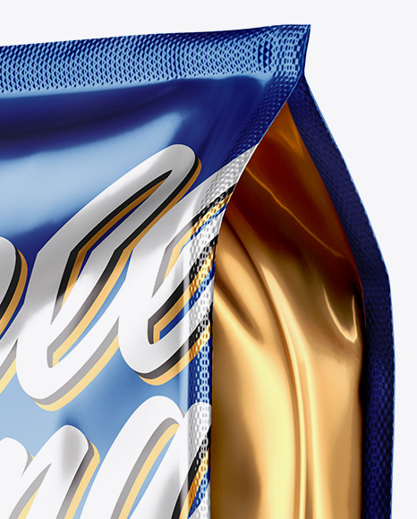 Metallic Coffee Bag Mockup   Half Side View PSD #1