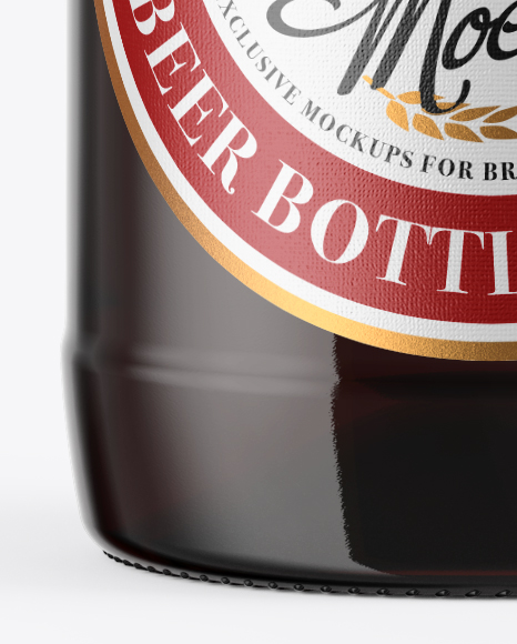 500ml Amber Glass Bottle With Red Ale Mockup PSD #2