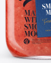 Closed Mason Jug with Straw and Label Mockup (Watermelon Smoothie