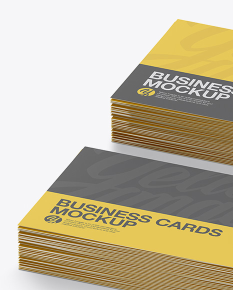 Two Stacks of Business Cards Mockup   Half Side View PSD #1