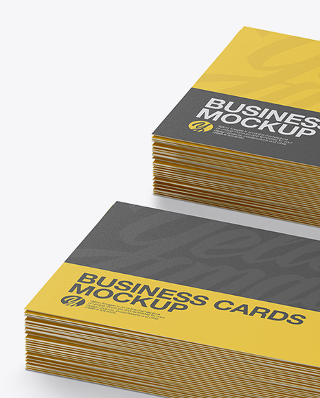 Two Stacks of Textured Business Cards Mockup   Half Side View PSD #1