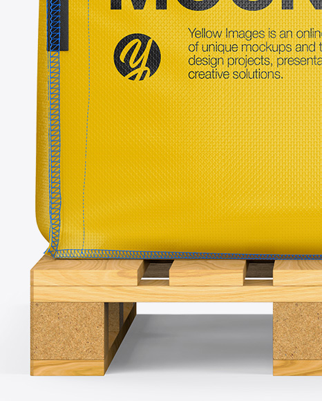 Download Wooden Pallet With Fibc Big Bag Mockup Front View In Packaging Mockups On Yellow Images Object Mockups PSD Mockup Templates