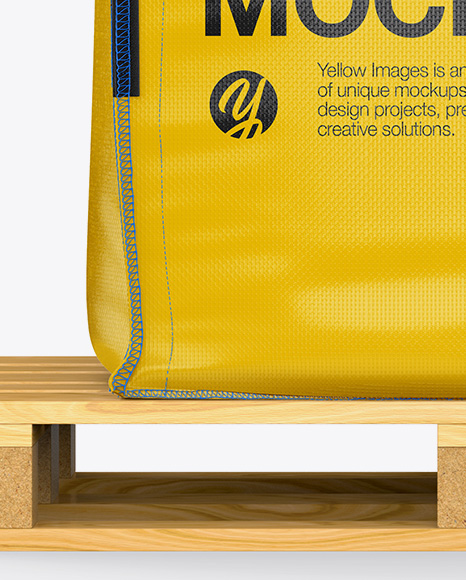 Wooden Pallet With Fibc Big Bag Mockup Side View In Packaging Mockups On Yellow Images Object Mockups