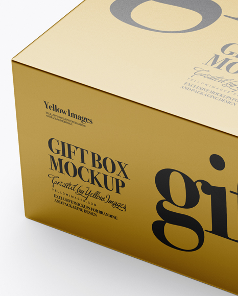 Opened Metallic Gift Box Mockup   Half Side View PSD #3