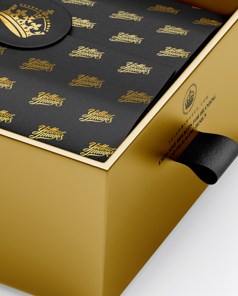 Opened Metallic Gift Box Mockup Half Side View In Box Mockups On Yellow Images Object Mockups