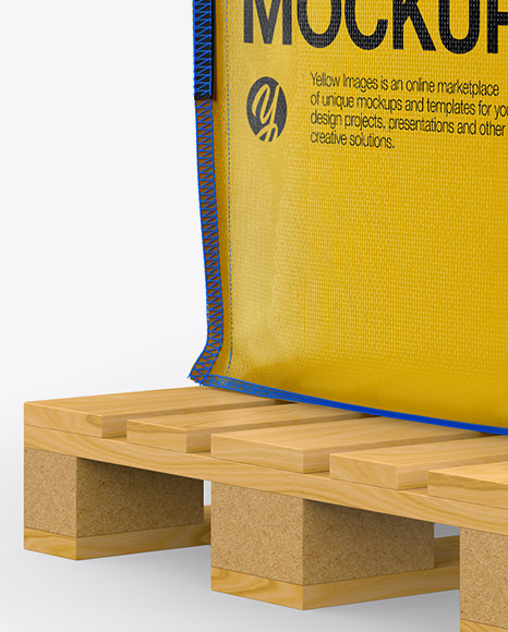 Wooden Pallet With FIBC Big Bag Mockup - Half Side View