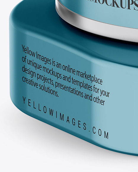 Download Metallic Square Cosmetic Jar Mockup - Halfside View (High-Angle Shot) in Jar Mockups on Yellow ...