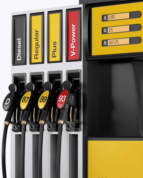 Fuel Dispenser Mockup - Half Side View in Object Mockups on Yellow