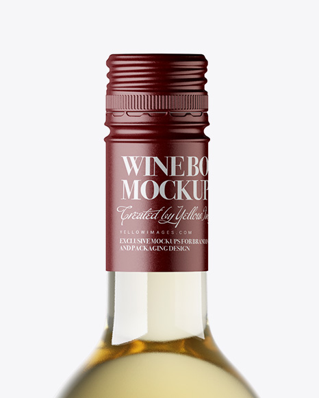 Clear Glass White Wine Bottle With Cap Mockup PSD #2