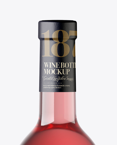 Clear Glass Pink Wine Bottle Mockup PSD #2