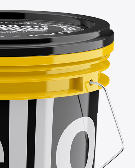 Download Glossy Paint Bucket Mockup High Angle In Bucket Pail Mockups On Yellow Images Object Mockups PSD Mockup Templates