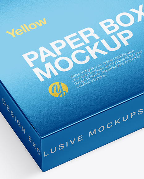 Metallic Paper Box Mockup Half Side View High Angle Shot In Box Mockups On Yellow Images Object Mockups