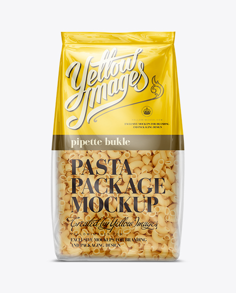 Download Pipette Bukle Pasta Bag Mockup In Flow Pack Mockups On Yellow Images Object Mockups