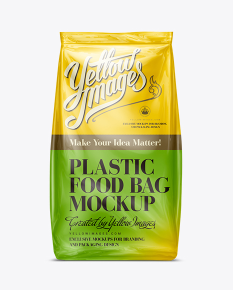 Download Plastic Food Bag Mockup In Flow Pack Mockups On Yellow Images Object Mockups PSD Mockup Templates