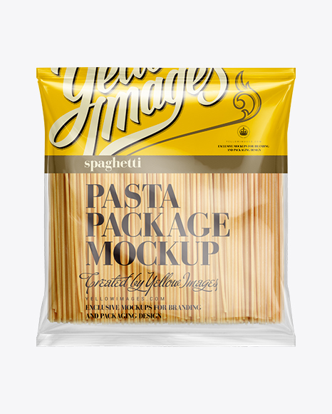 Download Big Spaghetti Bag Mockup in Flow-Pack Mockups on Yellow Images Object Mockups