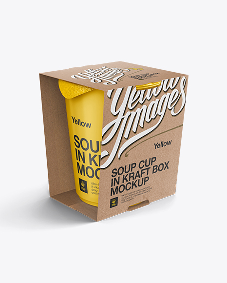 Download Soup Cup In Kraft Box Mockup Front 3 4 View High Angle Shot In Cup Bowl Mockups On Yellow Images Object Mockups PSD Mockup Templates