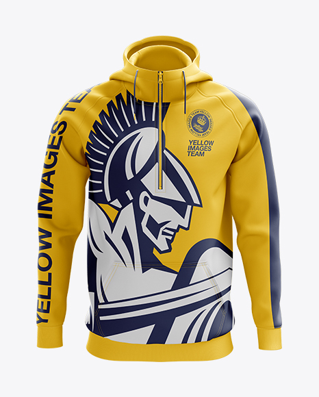 Half-Zip Hoodie Mockup - Front View