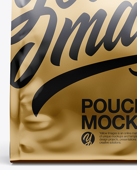 Matte Metallic Pouch Mockup Front View In Pouch Mockups On Yellow Images Object Mockups