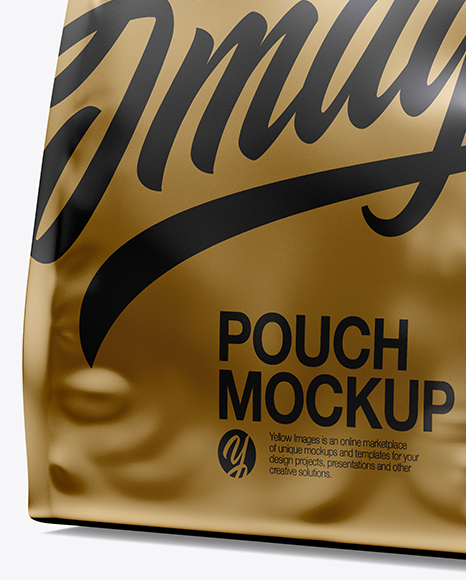 Matte Metallic Pouch Mockup Half Side View In Pouch Mockups On Yellow Images Object Mockups