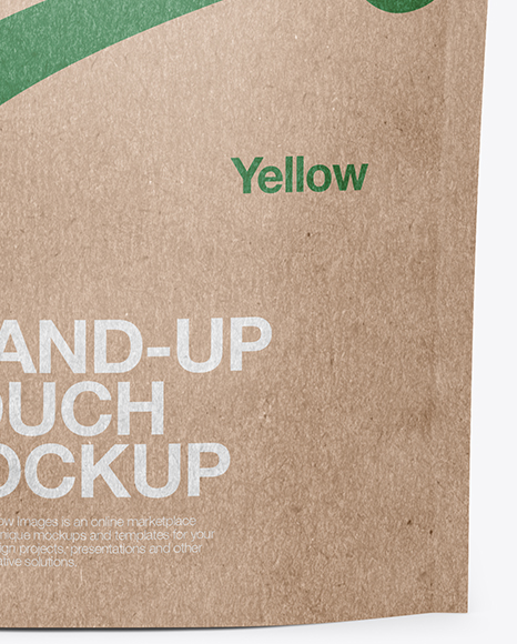 Download Kraft Stand Up Pouch W Zipper Mockup Front View In Pouch Mockups On Yellow Images Object Mockups PSD Mockup Templates