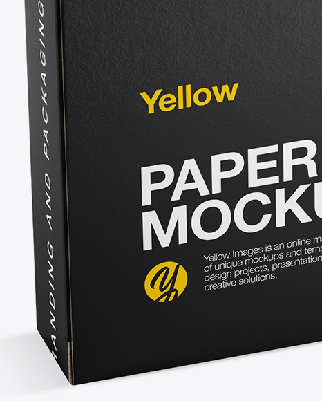 Textured Paper Box Mockup   Half Side View (High Angle Shot) PSD #2