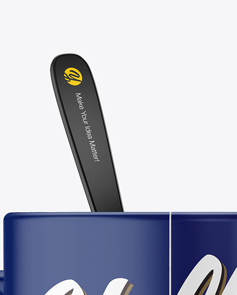Matte Mug With Tea Bag   Spoon Mockup PSD #1