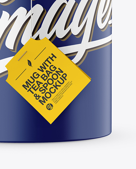 Download Matte Mug With Tea Bag Spoon Mockup In Object Mockups On Yellow Images Object Mockups