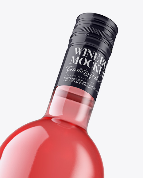 Clear Glass Pink Wine Bottle Mockup PSD #2