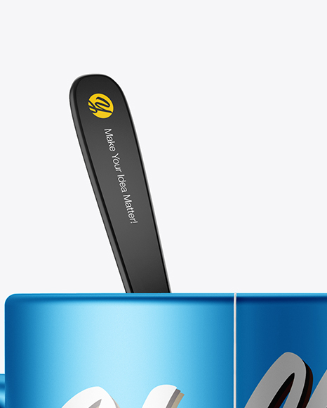 Metallic Mug With Tea Bag   Spoon Mockup PSD #1