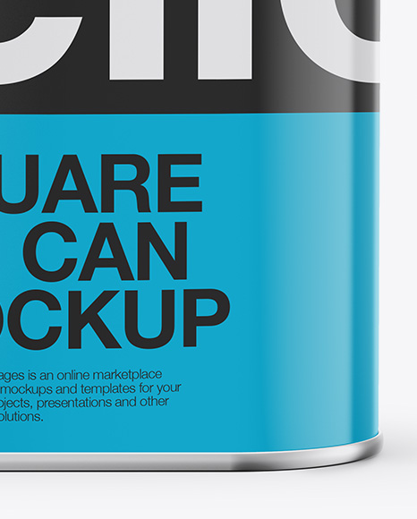 Download 4l Opened Square Tin Can Mockup In Can Mockups On Yellow Images Object Mockups PSD Mockup Templates