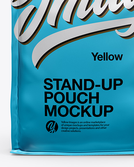 Stand Up Matte Metallic Pouch Mockup Front View In Pouch Mockups On Yellow Images Object Mockups