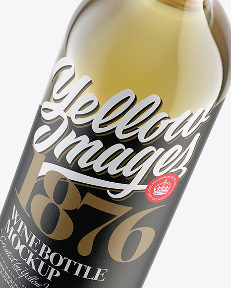 Clear Glass White Wine Bottle with Cap Mockup PSD #1