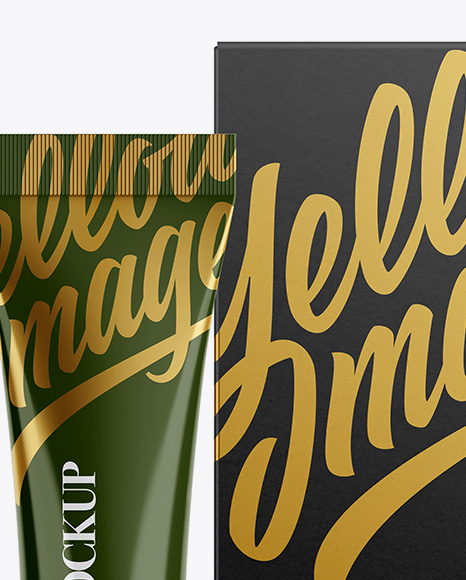 Download Glossy Plastic Cosmetic Tube With Metallic Cap And Box Mockup In Tube Mockups On Yellow Images Object Mockups PSD Mockup Templates