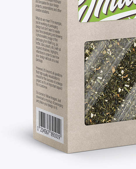 Kraft Paper Box W Tea Half Side View PSD #1