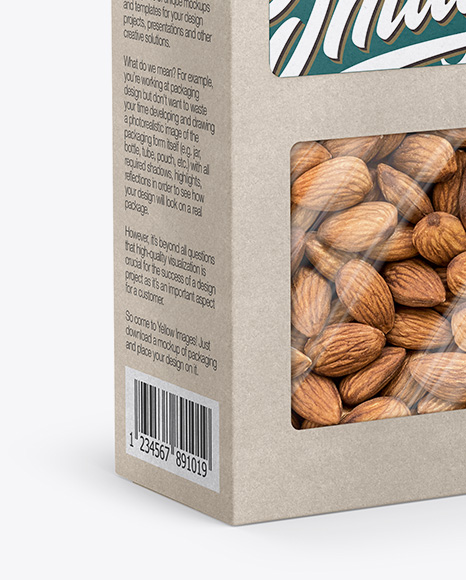 Kraft Paper Box W  Almonds   Half Side View PSD #1